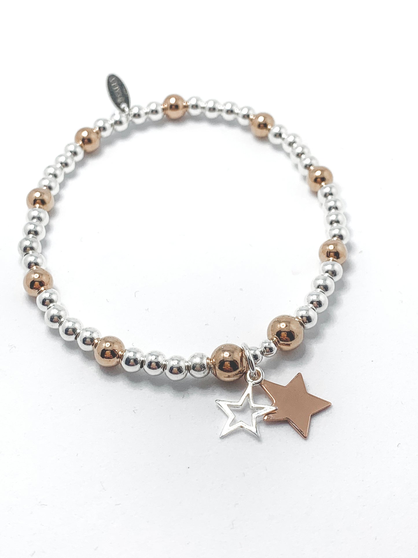 14kt Rose Gold and Sterling Silver Double Star Bracelet