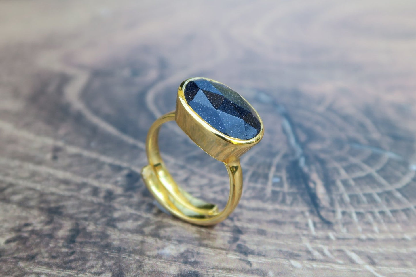 Blue Goldstone Gold Ring