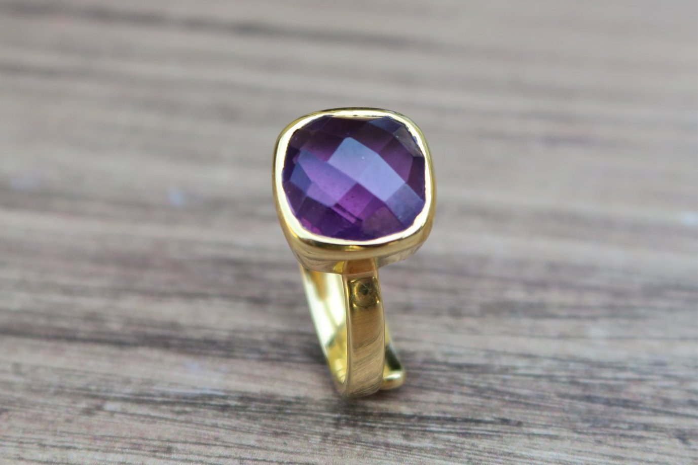 Rhodolite Quartz Gold Ring