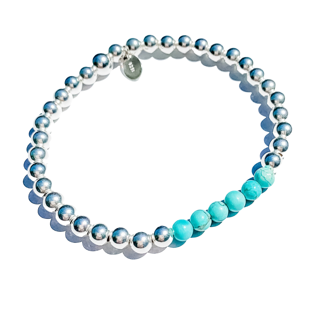 Silver and Turquoise Bead Bracelet