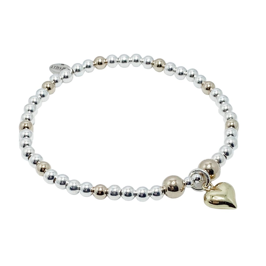 14kt Gold Puff Heart Bracelet