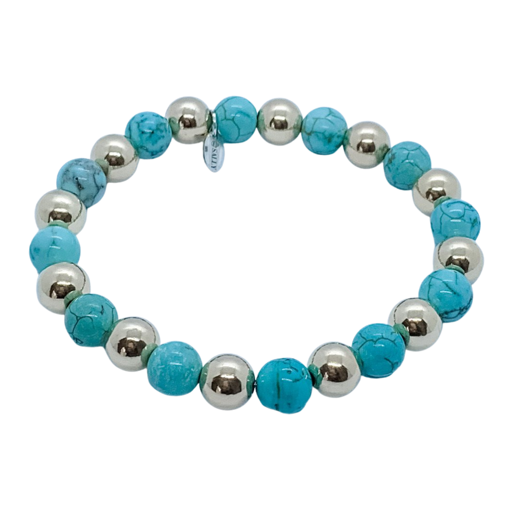 Large 14kt Gold and Turquoise Bead Bracelet
