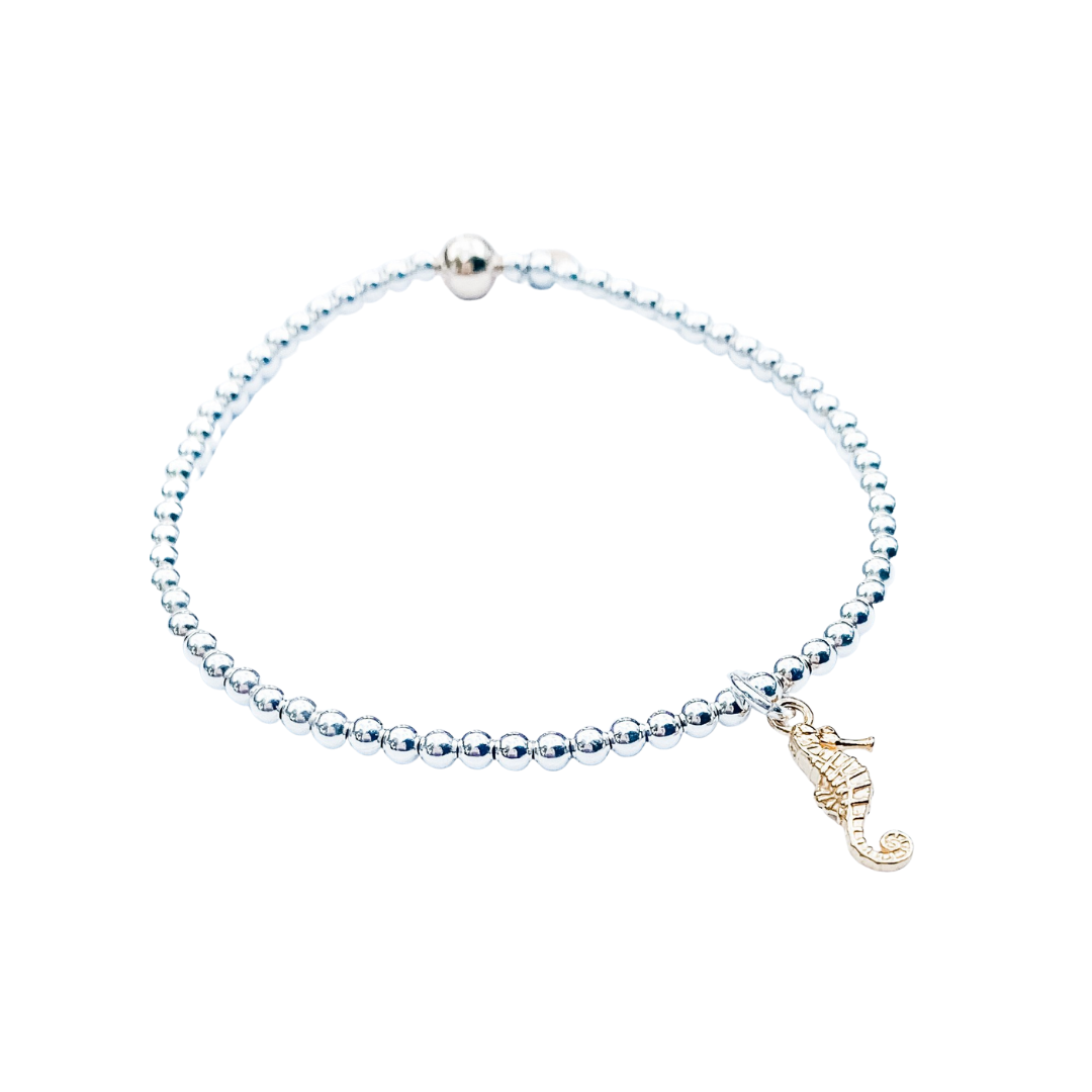 Mini Silver and 24kt Gold Silver Seahorse Bracelet