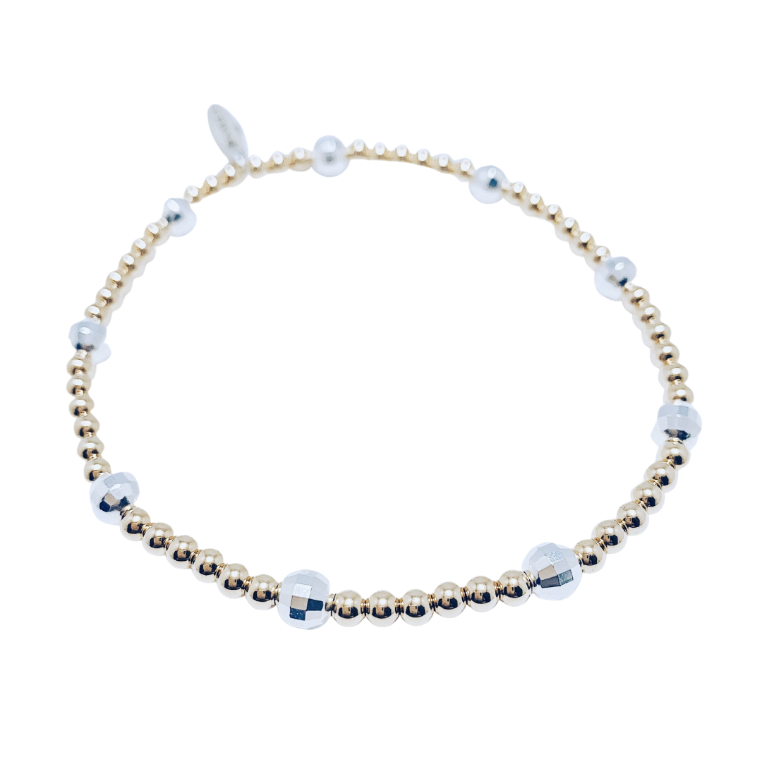 Mini 14kt Gold and Sterling Silver Mirror Ball Bracelet