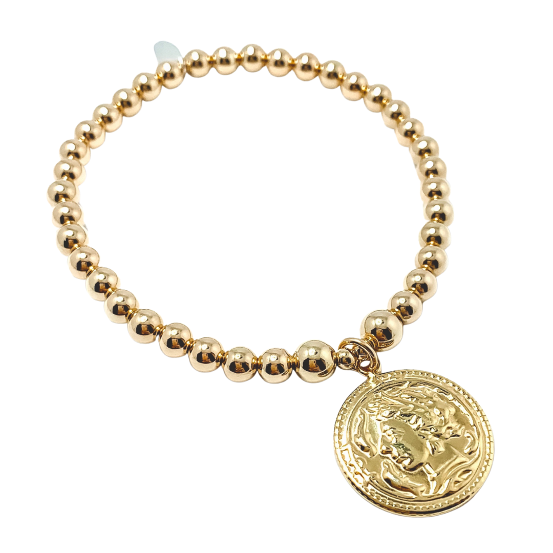 14kt Gold and Sterling Silver Roman Coin Bracelet