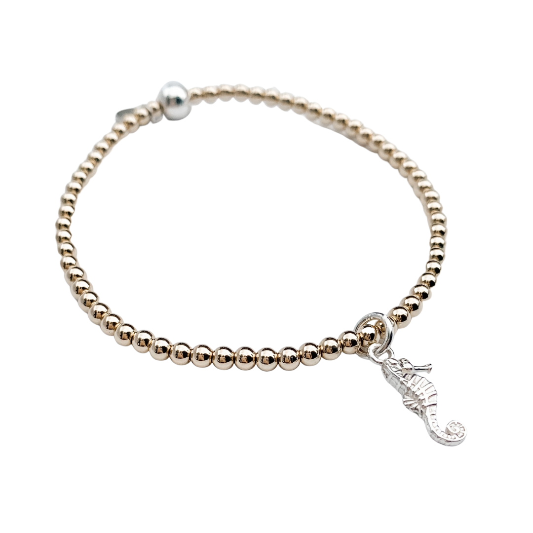 Mini 14kt Gold and Silver Seahorse Bracelet