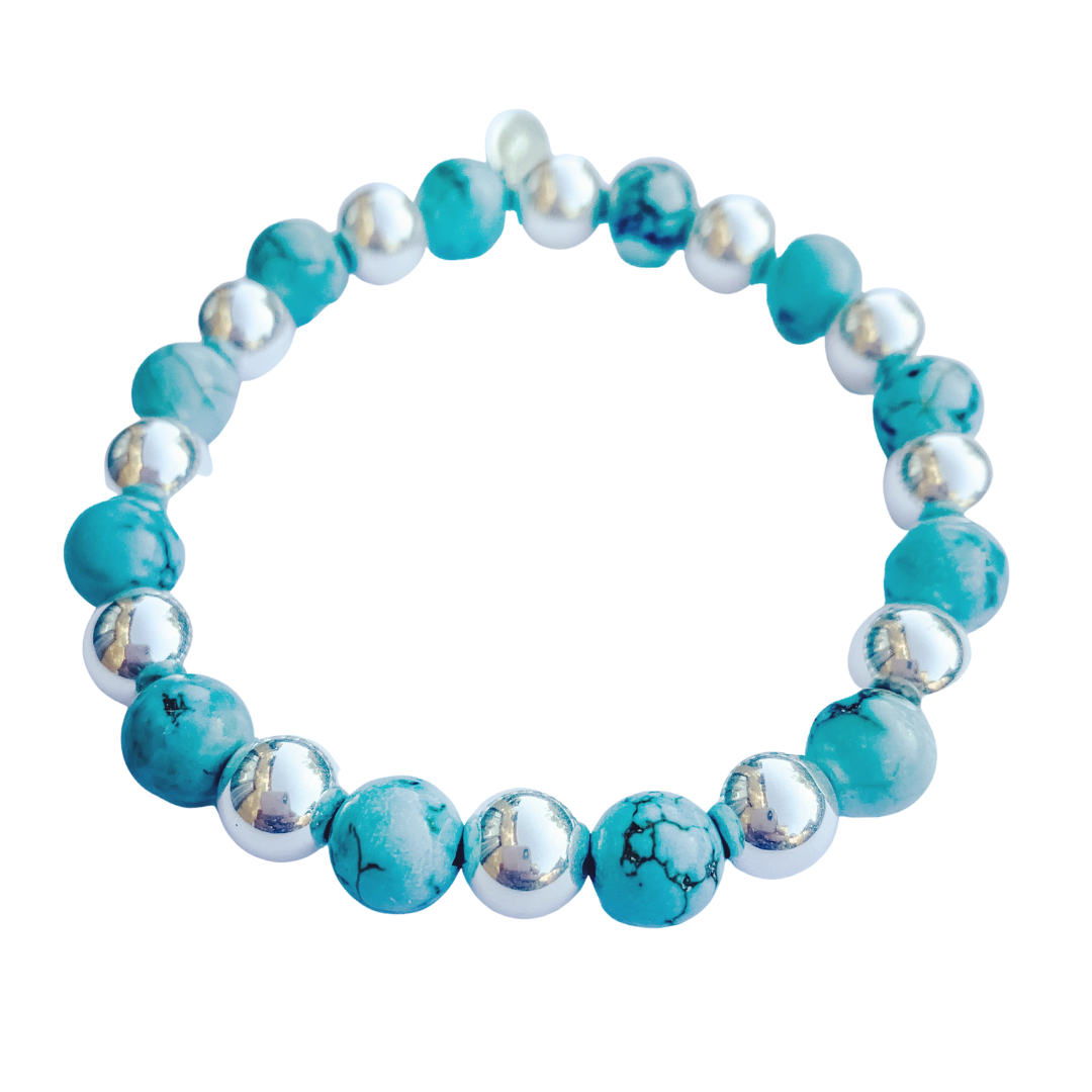 Large Silver and Turquoise Bracelet