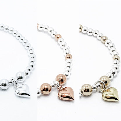 14kt Gold Puff Heart Bracelet