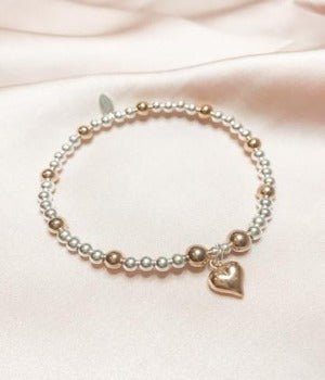 14kt Gold Puff Heart Bracelet