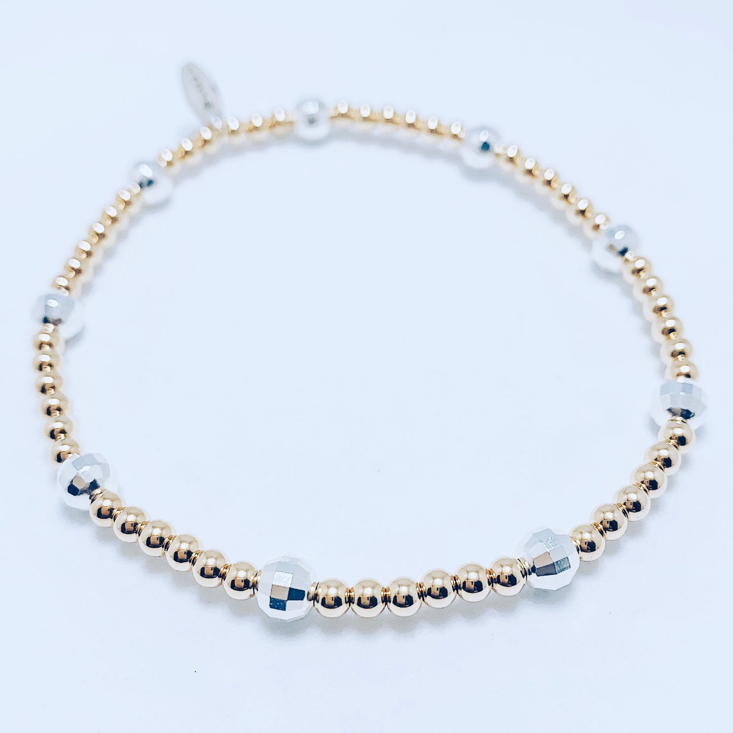 Mini 14kt Gold and Sterling Silver Mirror Ball Bracelet