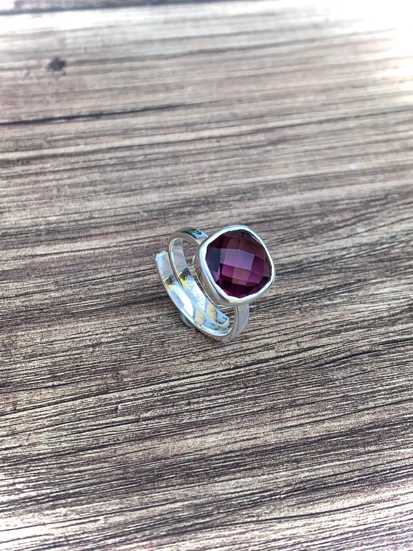 Rhodolite Quarts Solid Silver Ring