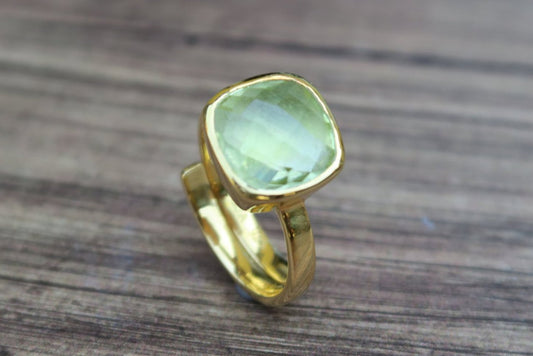 Lemon Quartz Gold Ring