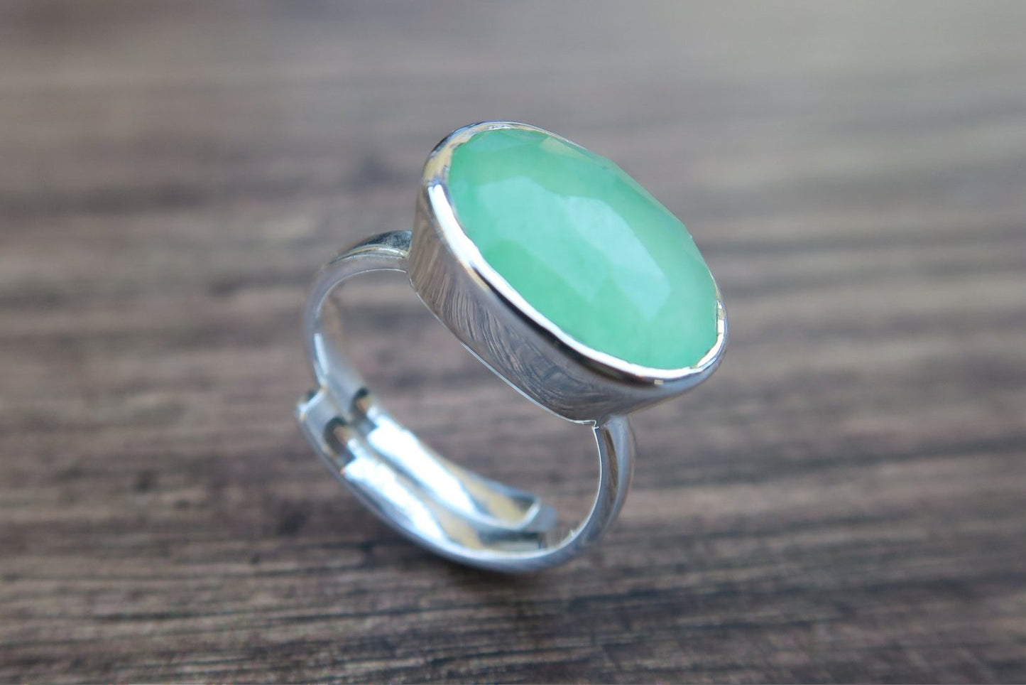 Green Chalcedony Silver Ring