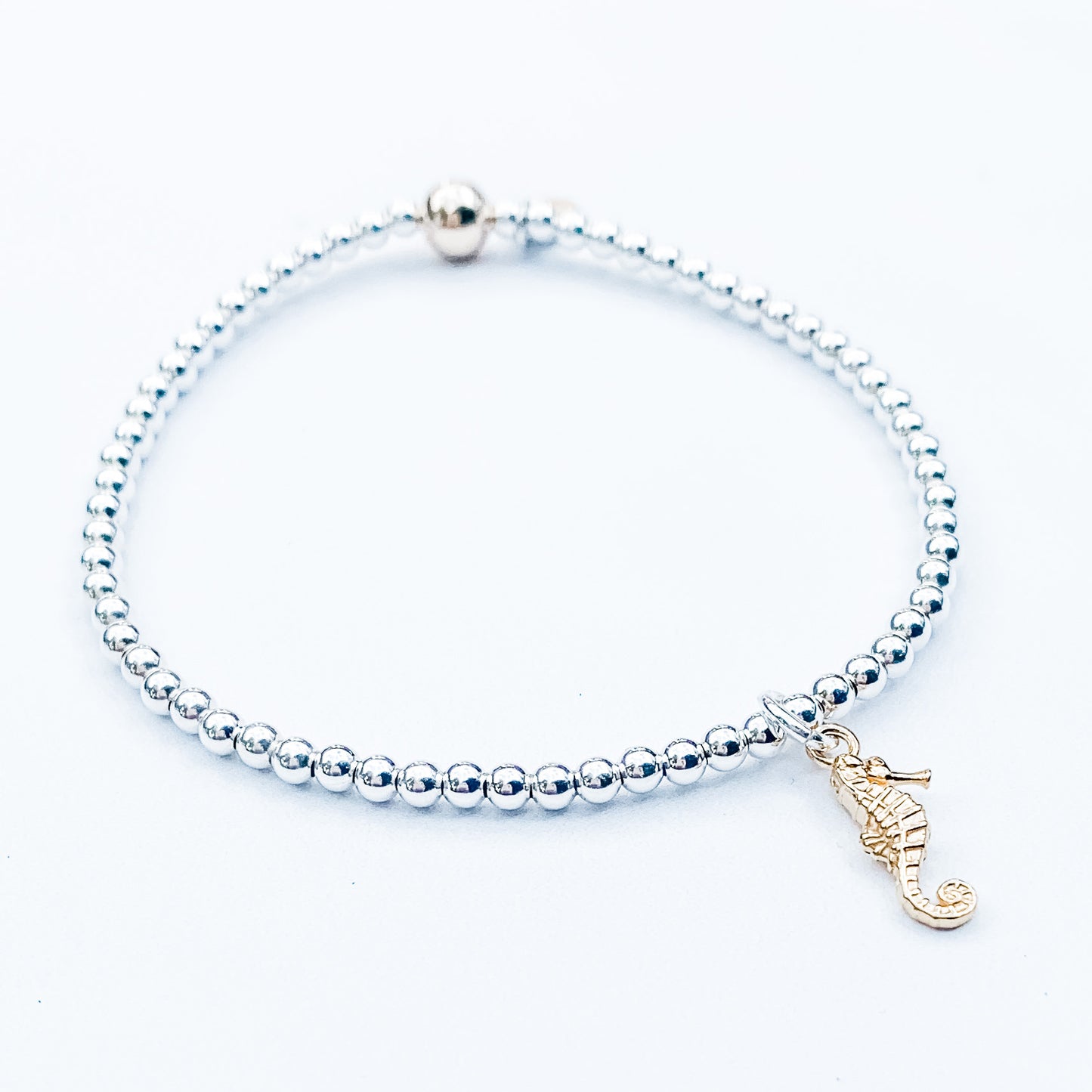 Mini Silver and 24kt Gold Silver Seahorse Bracelet