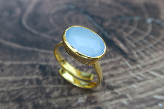 Blue Chalcedony Gold Ring