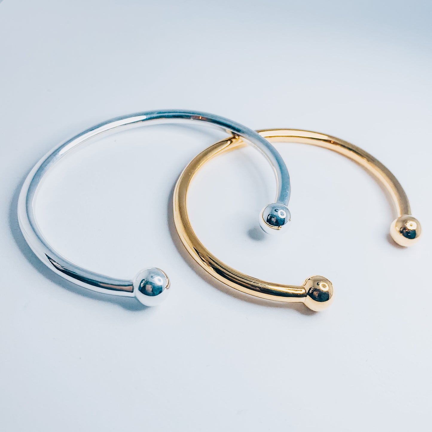 18ct Gold & Solid Silver Torque Bangle