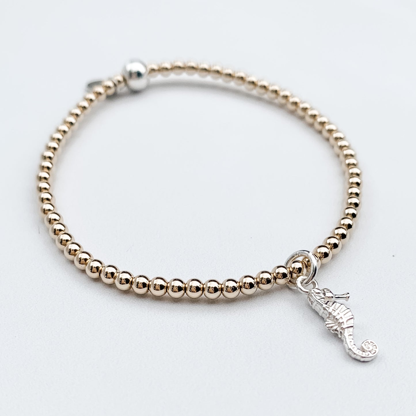 Mini 14kt Gold and Silver Seahorse Bracelet