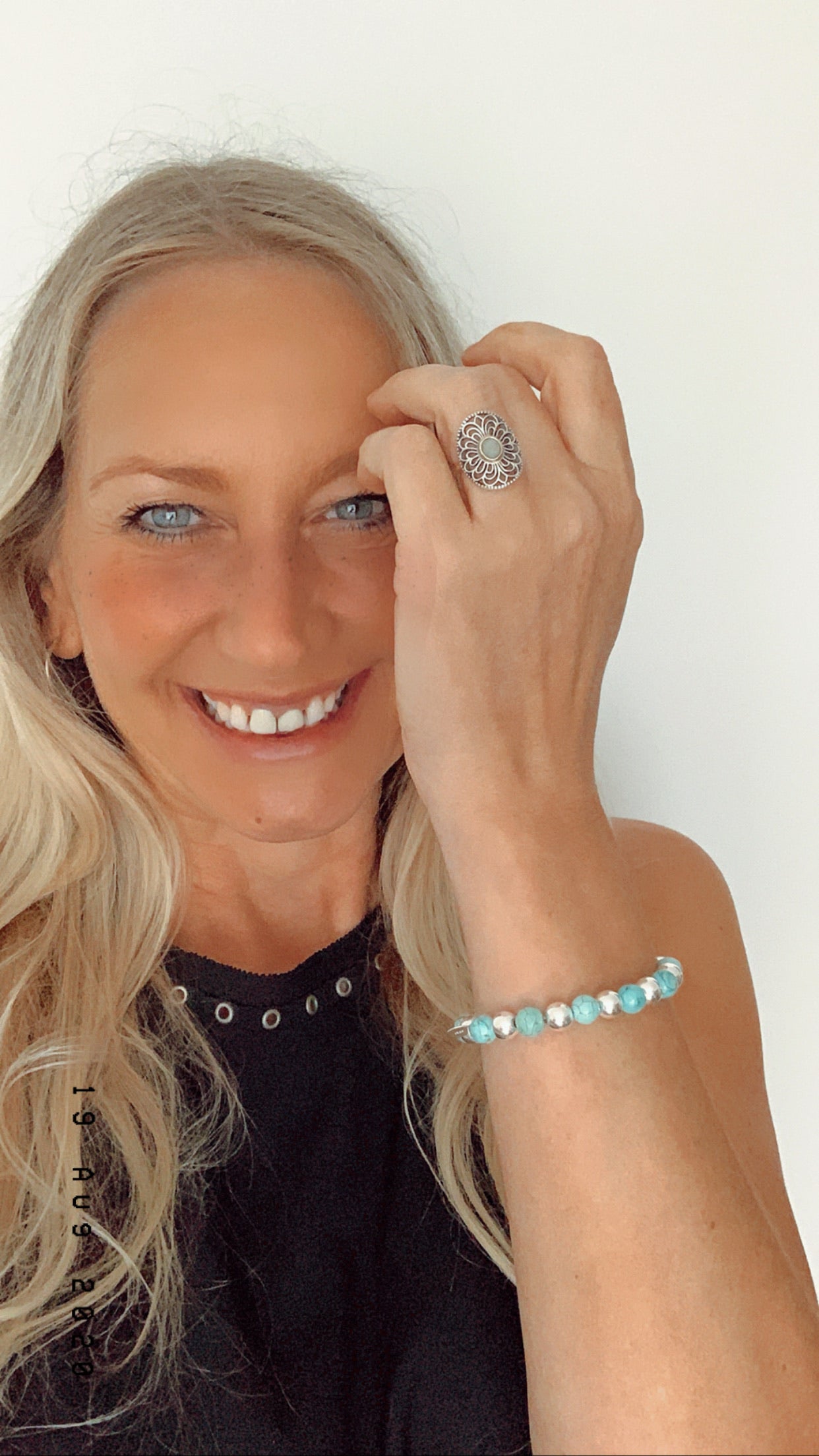 Large Silver and Turquoise Bracelet