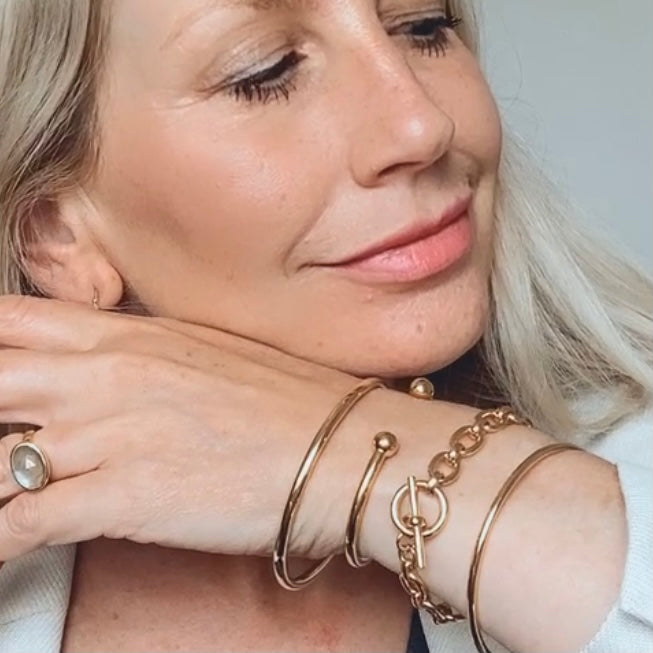 Solid Thick Heavy Weight 18ct Gold Vermeil Bangle