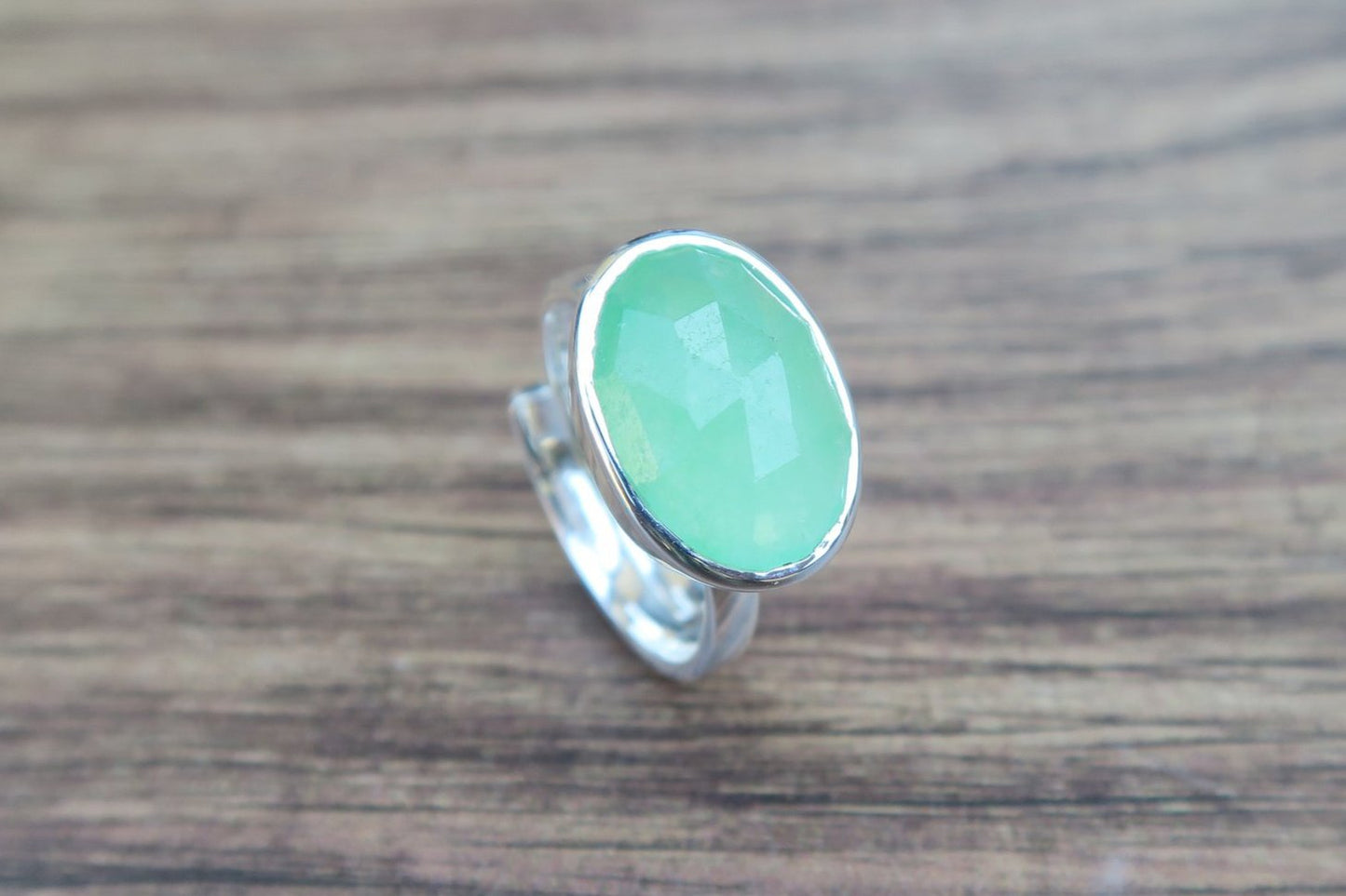 Green Chalcedony Silver Ring