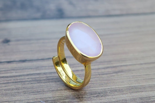 Rose Quartz Gold Ring