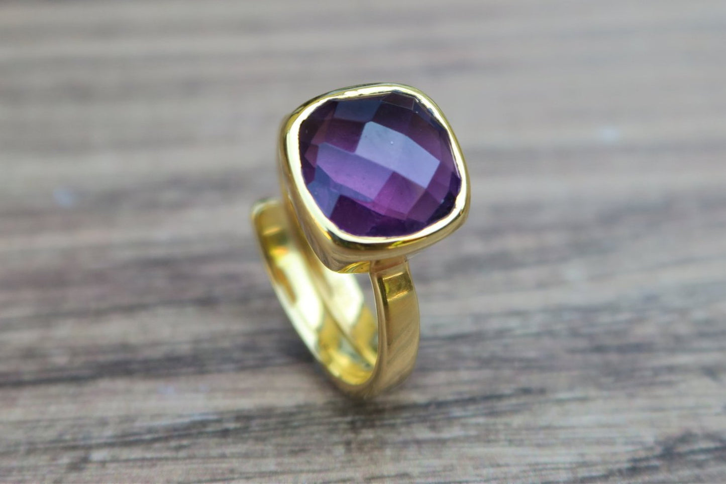 Rhodolite Quartz Gold Ring