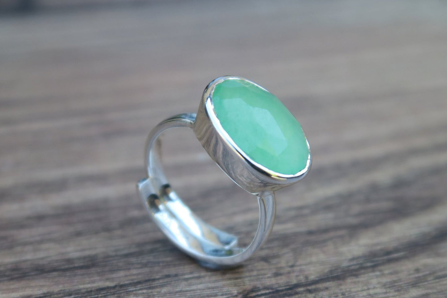 Green Chalcedony Silver Ring