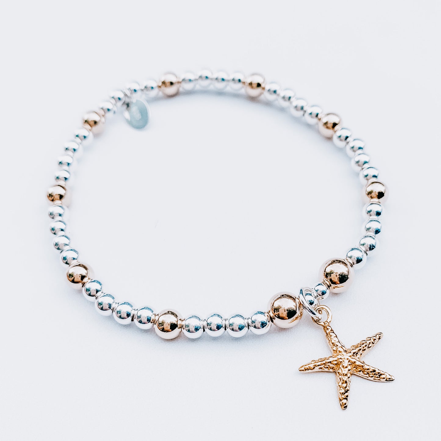 14kt Gold and 24kt Gold Silver Starfish Bracelet