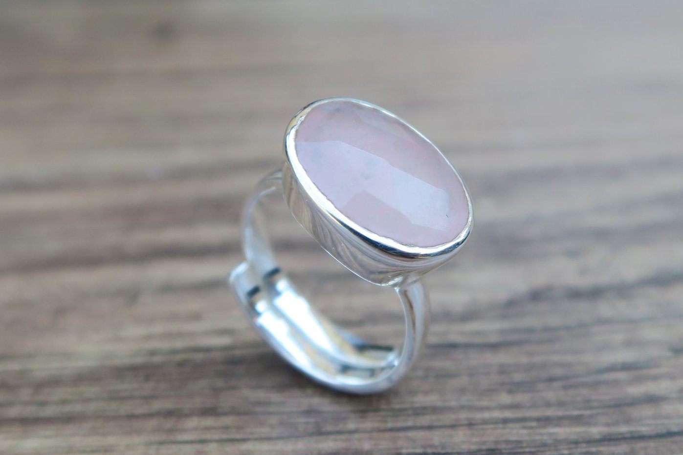 Rose Quartz Silver Ring