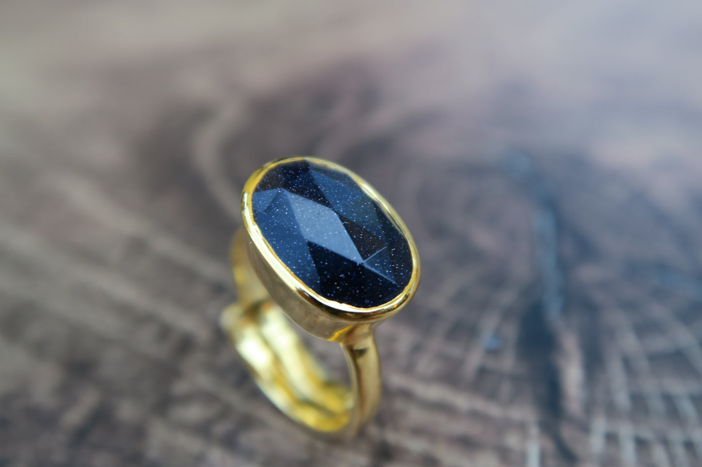 Blue Goldstone Gold Ring