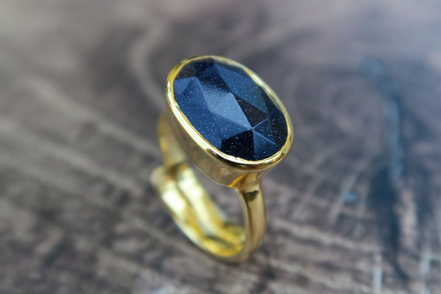 Blue Goldstone Gold Ring