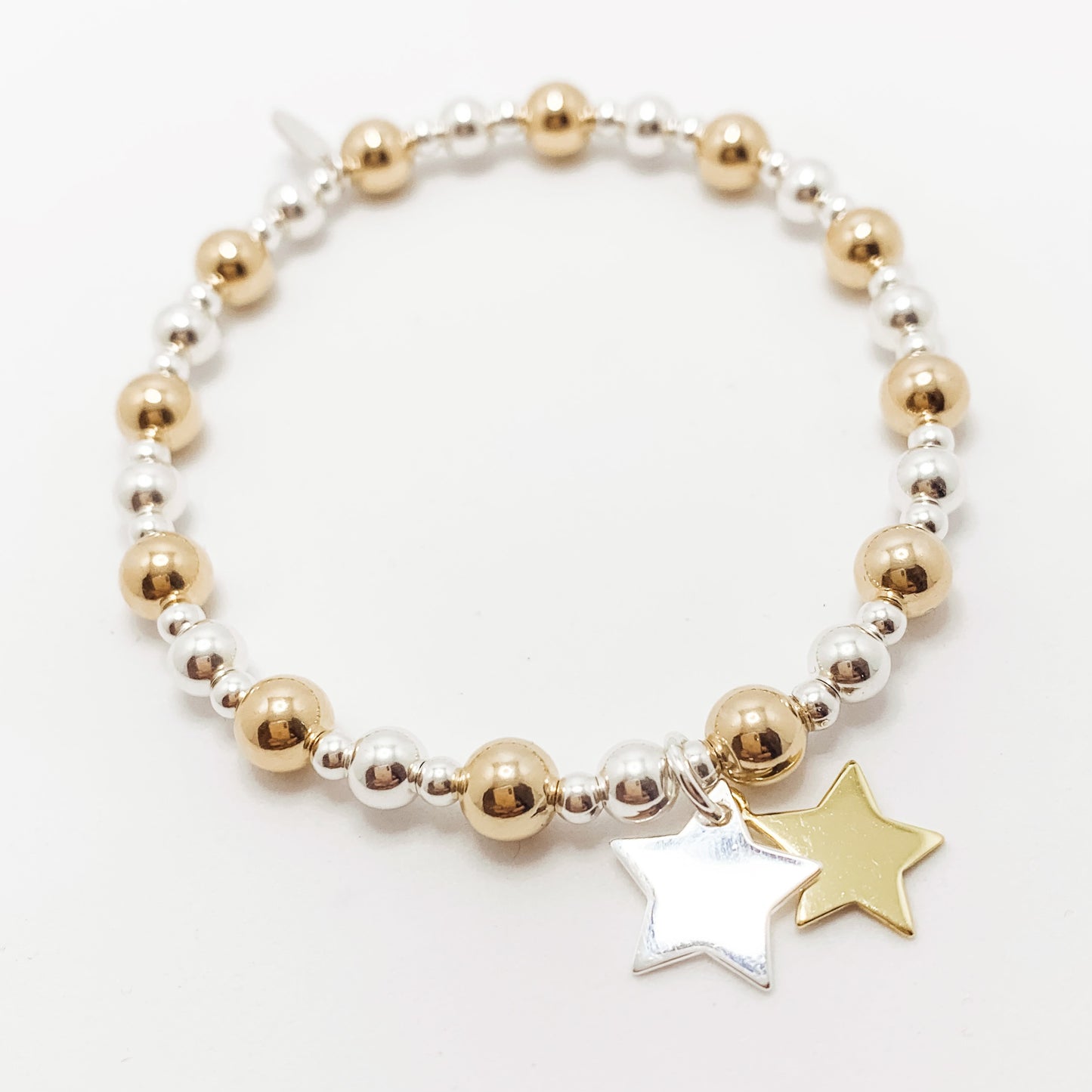 Luxury 24kt Gold and Solid Silver Double Star Bracelet